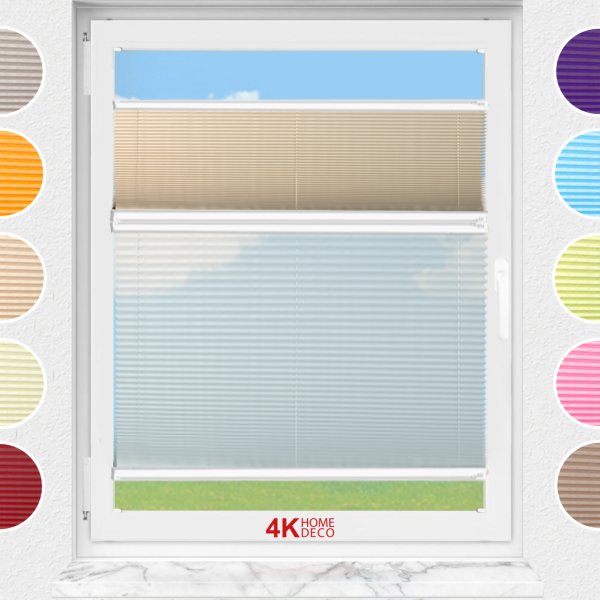 Gece Gündüz Vidalı Plise Perde (Düz Kumaş) Violet-Bej-69 - Beyaz