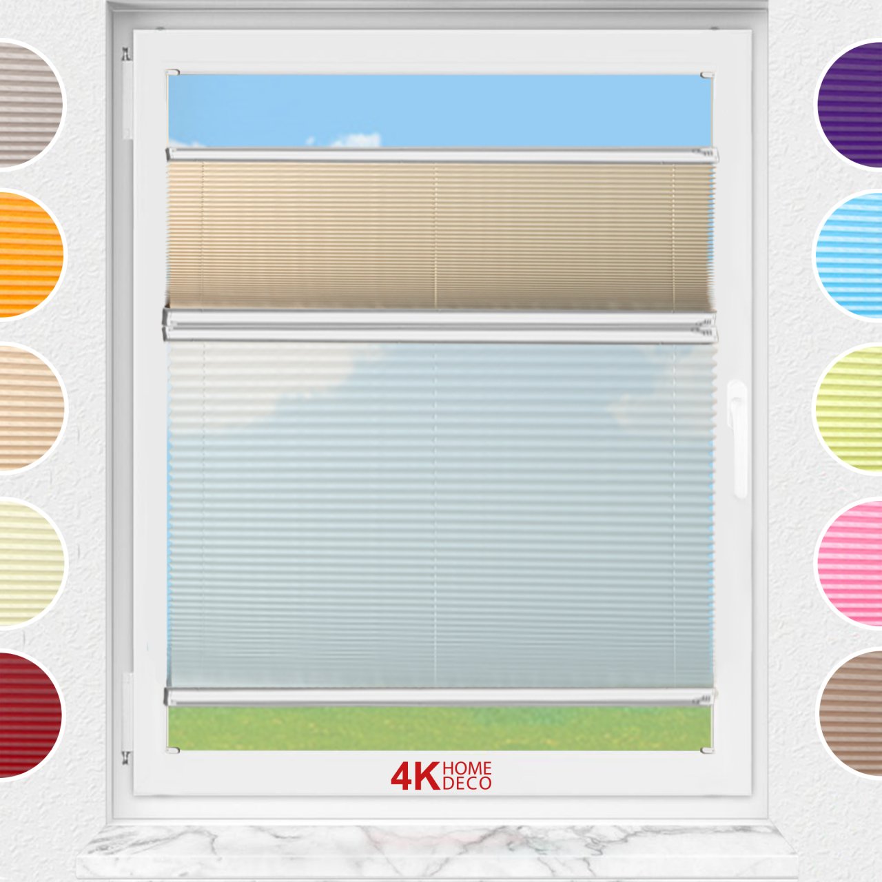 Gece Gündüz Vidalı Plise Perde (Düz Kumaş) Violet-Bej-69 - Gümüş Gri