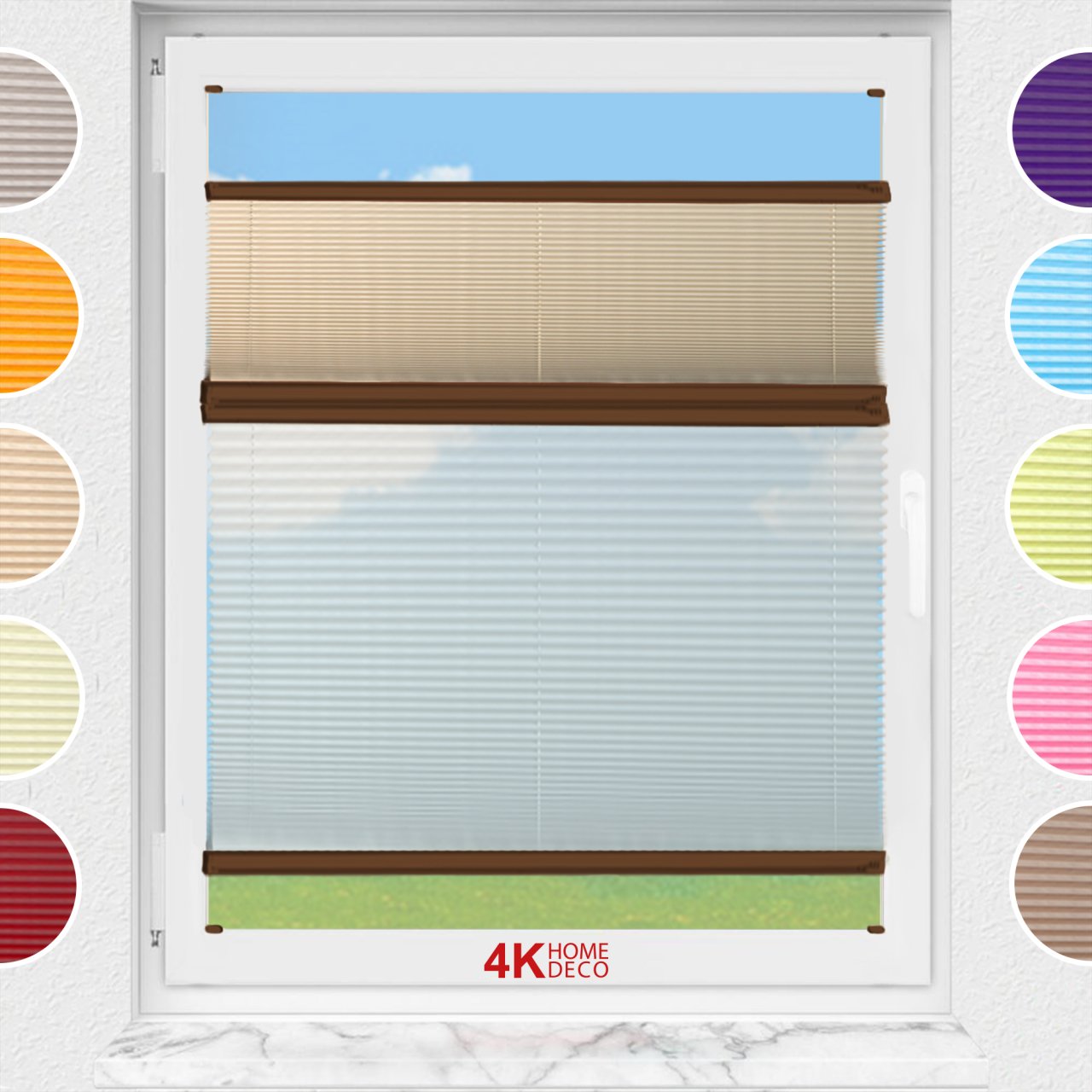 Gece Gündüz Vidalı Plise Perde (Düz Kumaş) Violet-Bej-69 - Kahverengi