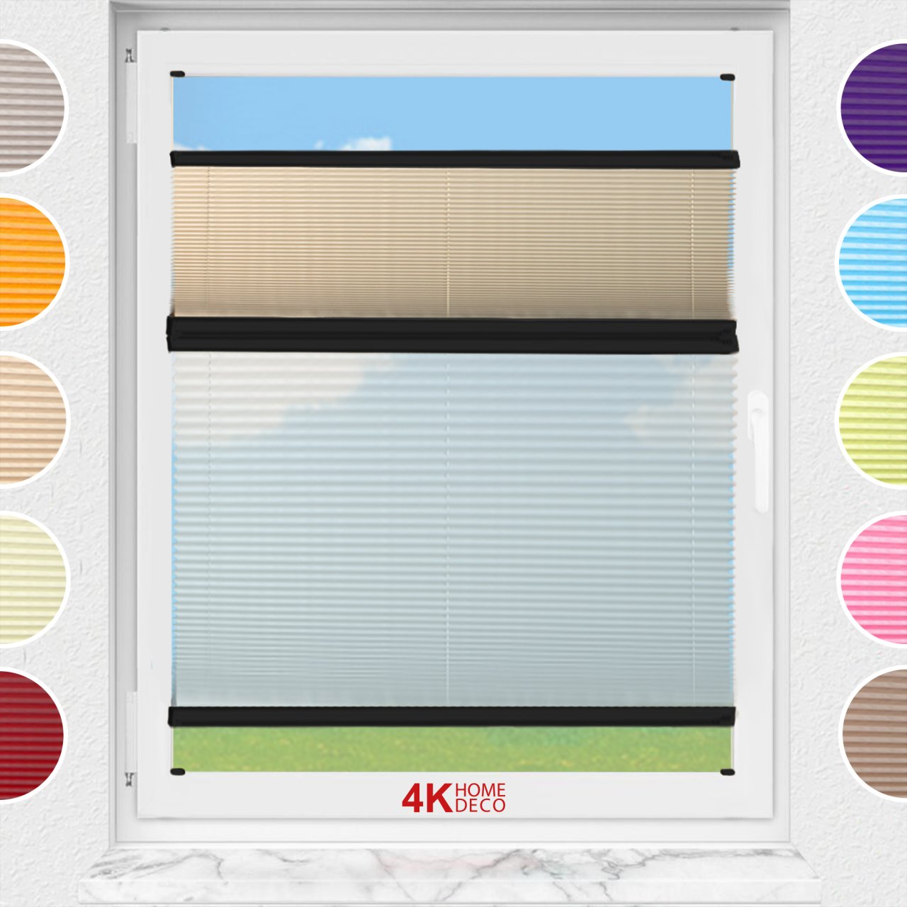 Gece Gündüz Vidalı Plise Perde (Düz Kumaş) Violet-Bej-69 - Siyah