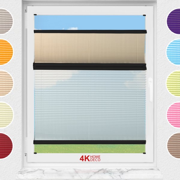 Gece Gündüz Vidalı Plise Perde (Düz Kumaş) Violet-Bej-69 - Siyah