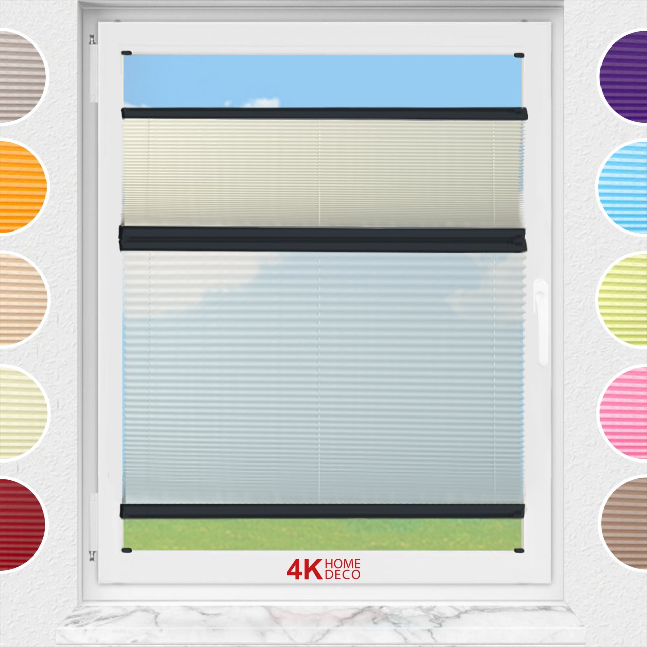 Gece Gündüz Vidalı Plise Perde (Düz Kumaş) Violet-Krem 502 - Antresit Gri