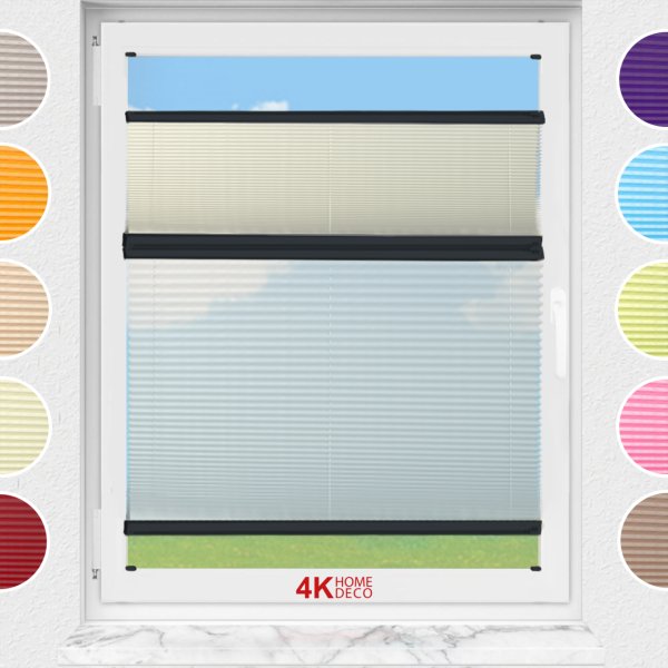 Gece Gündüz Vidalı Plise Perde (Düz Kumaş) Violet-Krem 502 - Antresit Gri