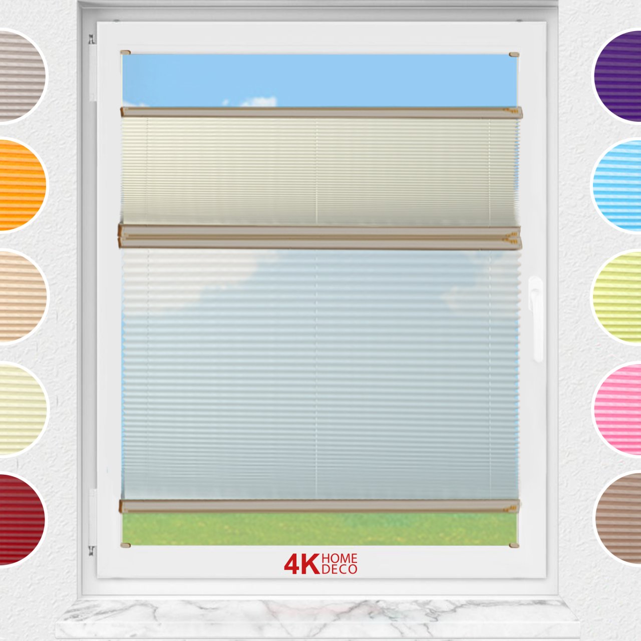 Gece Gündüz Vidalı Plise Perde (Düz Kumaş) Violet-Krem 502 - Bronz