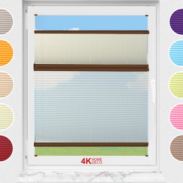 Gece Gündüz Vidalı Plise Perde (Düz Kumaş) Violet-Krem 502 - Kahverengi