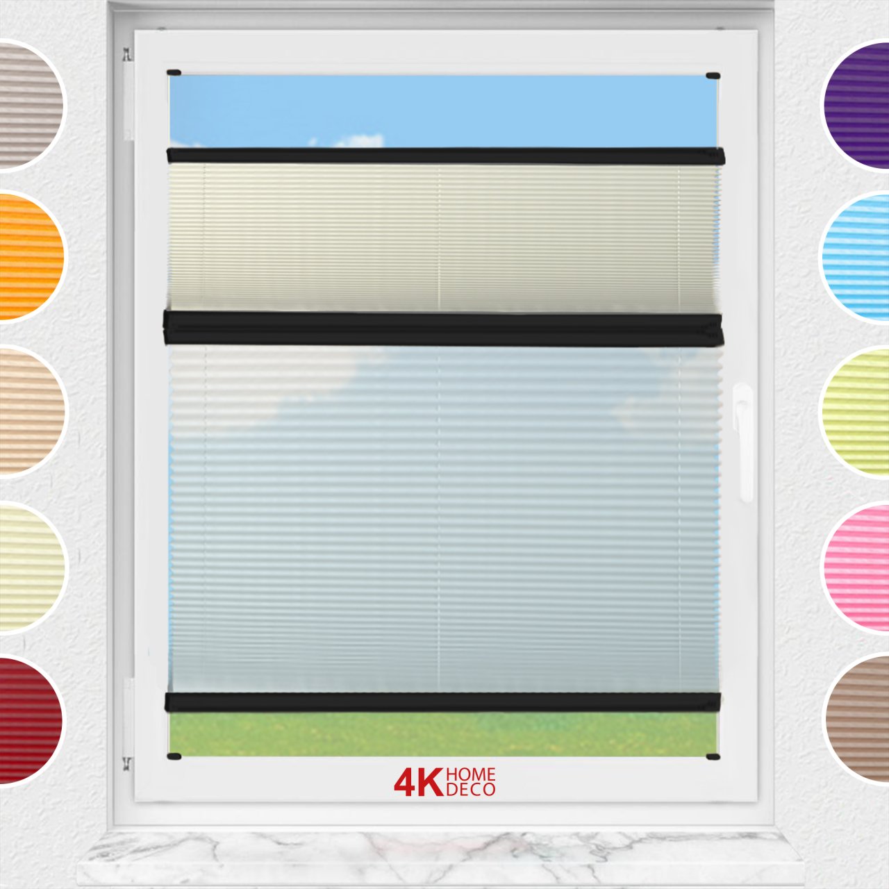 Gece Gündüz Vidalı Plise Perde (Düz Kumaş) Violet-Krem 502 - Siyah