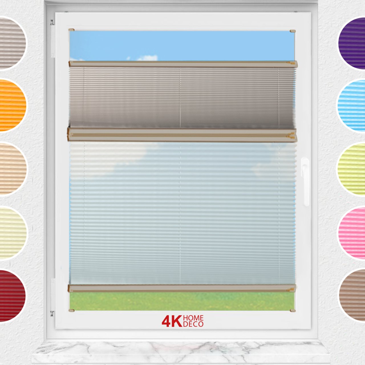 Gece Gündüz Vidalı Plise Perde (Düz Kumaş) Violet-Kül Gri-3078 - Bronz