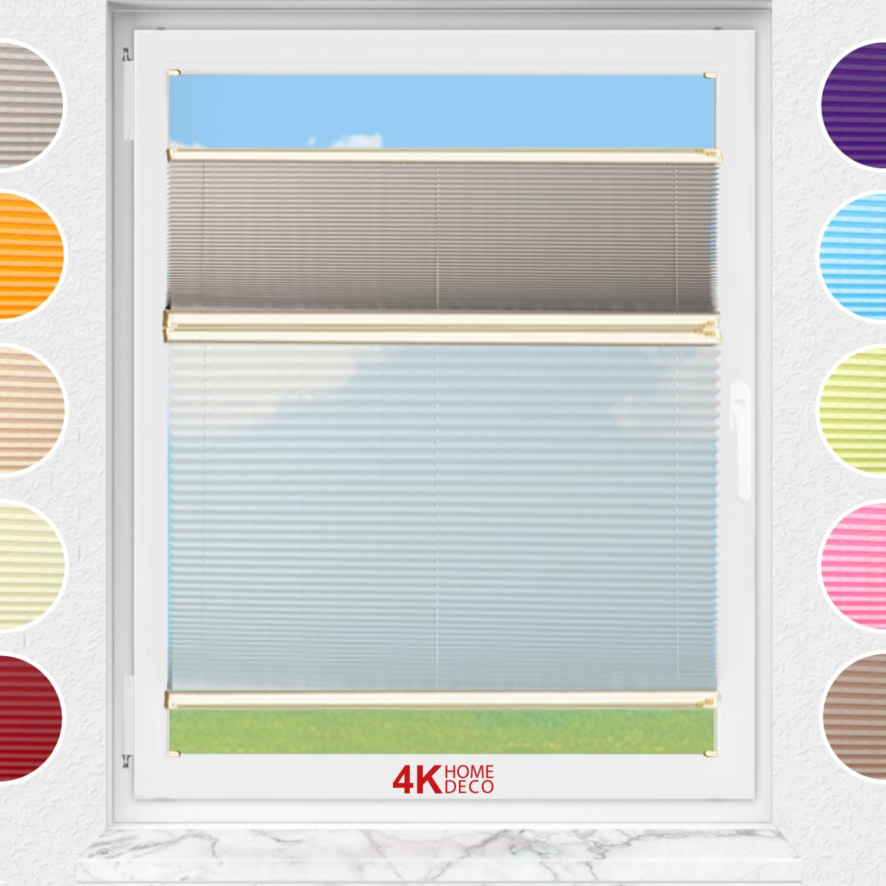 Gece Gündüz Vidalı Plise Perde (Düz Kumaş) Violet-Kül Gri-3078 - Krem