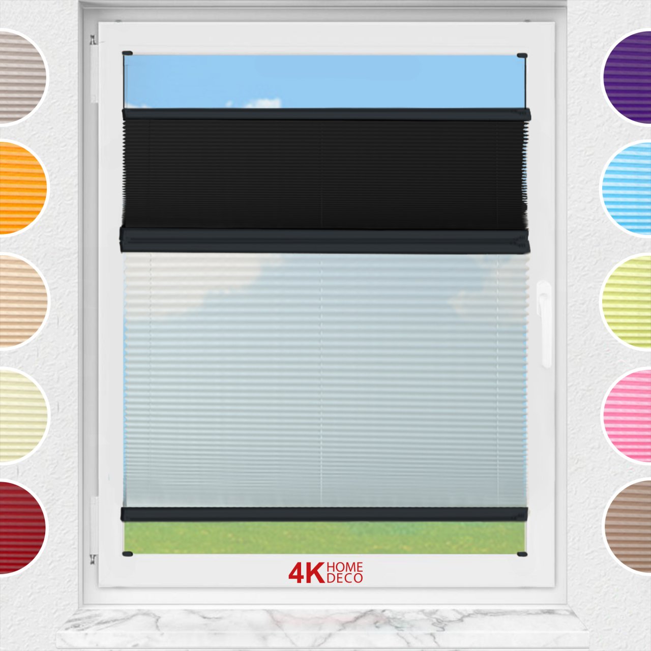 Gece Gündüz Vidalı Plise Perde (Düz Kumaş) Violet-Siyah-02 - Antresit Gri