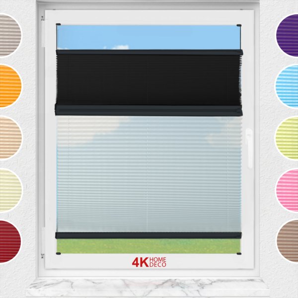 Gece Gündüz Vidalı Plise Perde (Düz Kumaş) Violet-Siyah-02 - Antresit Gri