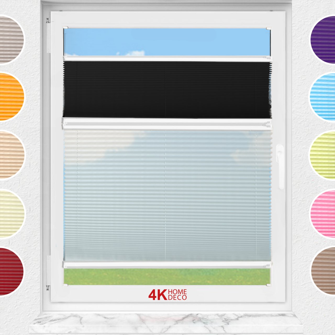 Gece Gündüz Vidalı Plise Perde (Düz Kumaş) Violet-Siyah-02 - Beyaz