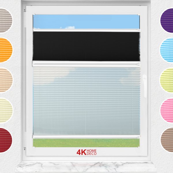 Gece Gündüz Vidalı Plise Perde (Düz Kumaş) Violet-Siyah-02 - Beyaz