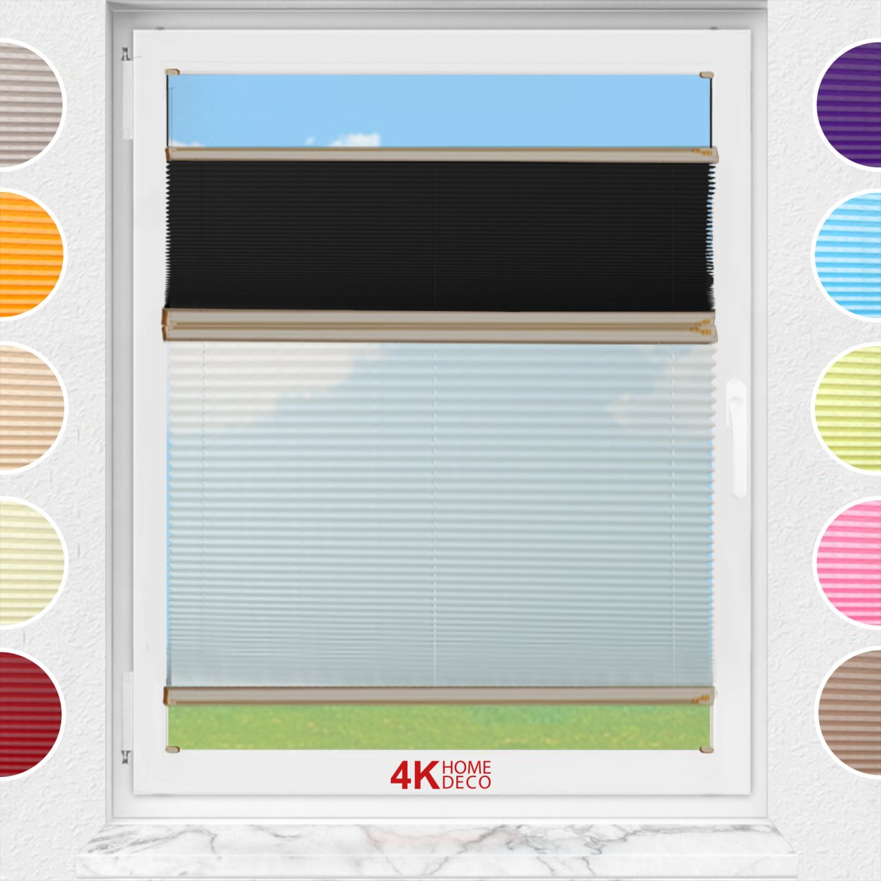 Gece Gündüz Vidalı Plise Perde (Düz Kumaş) Violet-Siyah-02 - Bronz