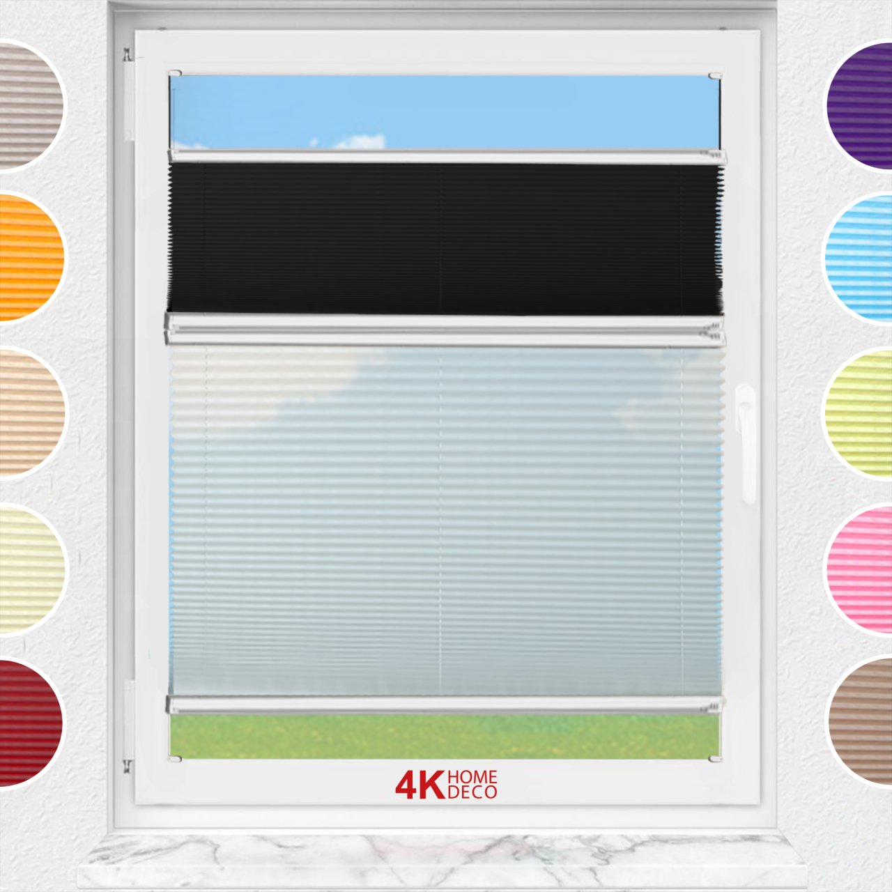 Gece Gündüz Vidalı Plise Perde (Düz Kumaş) Violet-Siyah-02 - Gümüş Gri