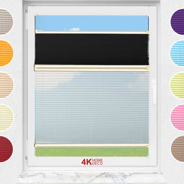 Gece Gündüz Vidalı Plise Perde (Düz Kumaş) Violet-Siyah-02 - Krem